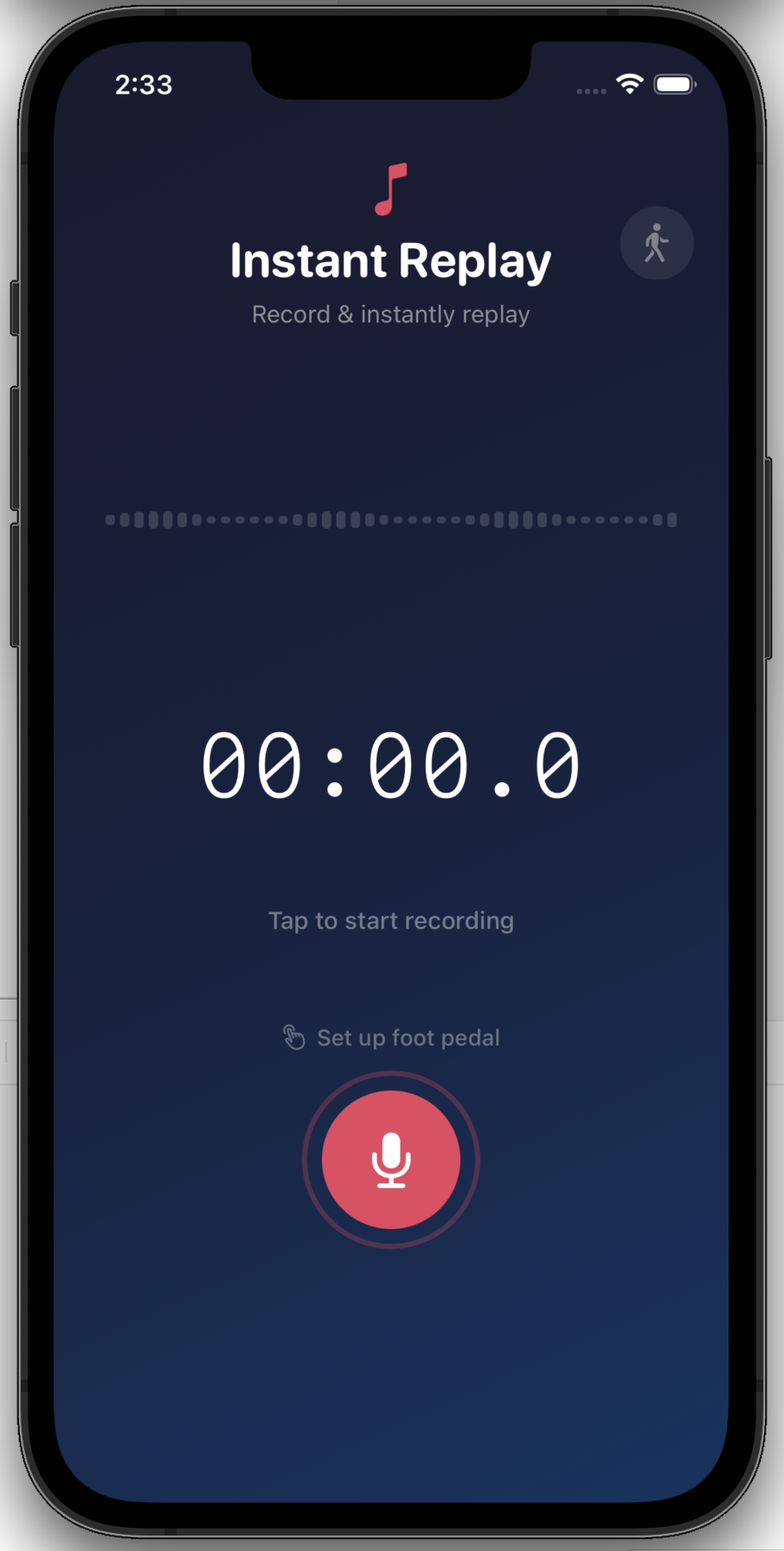 Instant Replay app screenshot from the iPhone simulator